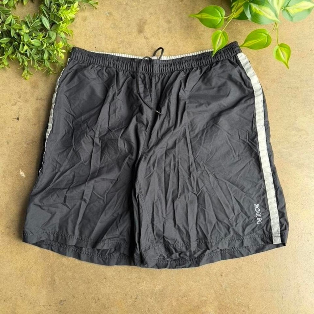 Vintage Black and grey 90s Nike spell out swim‎ shorts size XL